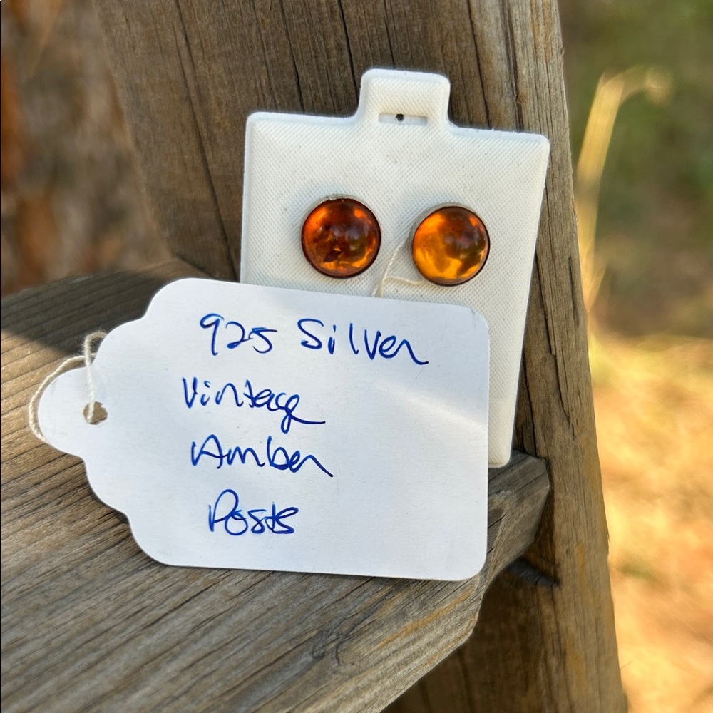 Amber 925 Vintage Post Earrings